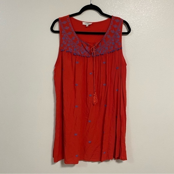 Umgee Embroidered Sleeveless Mini Dress Red Orange Size Large - Picture 10 of 14